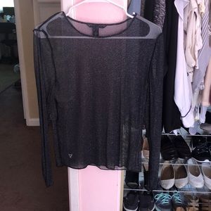 Sheer Glitter Longsleeve Top Mesh